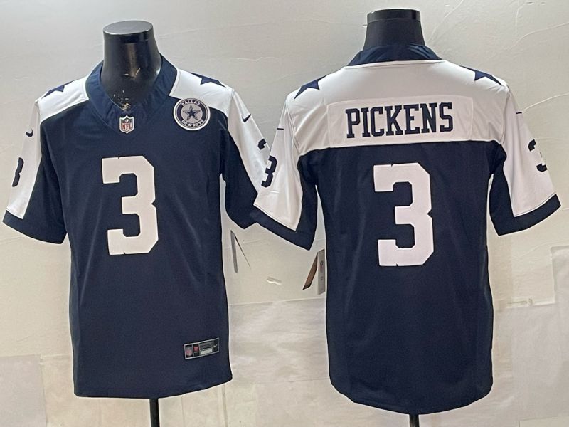 Men 2026 Dallas Cowboys #3 Pickens Blue 3th generations Nike Limited NFL Jersey style 07->dallas cowboys->NFL Jersey